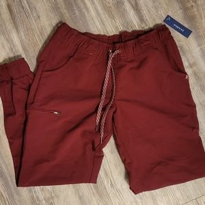 NEW with tags Jaanuu women's medical scrub set jogger pant SMall Petite wine